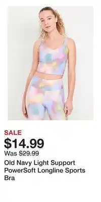 Old Navy Old Navy Light Support PowerSoft Longline Sports Bra offer