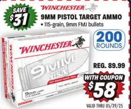 Big 5 Winchester 9mm 200-Round Pistol Target Ammunition offer