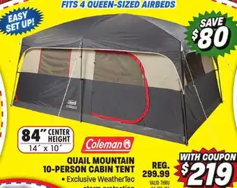 Big 5 Coleman Quail Mountain 10-Person Cabin Tent offer