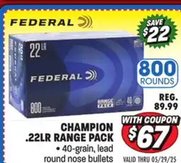 Big 5 Federal Champion 22LR 800-Round Range Pack offer