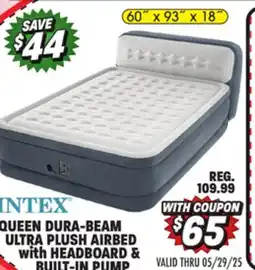 Big 5 Intex Queen 18 Dura-Beam Ultra Plush Airbed with Headboard and Built-In Pump offer