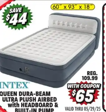 Big 5 Intex Queen 18 Dura-Beam Ultra Plush Airbed with Headboard and Built-In Pump offer