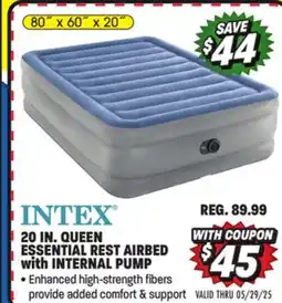 Big 5 Intex 20 Queen Essential Rest Airbed with Internal Pump offer