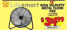 Ollie's LIFE SMART 18 HIGH VELOCITY METAL FLOOR FAN offer