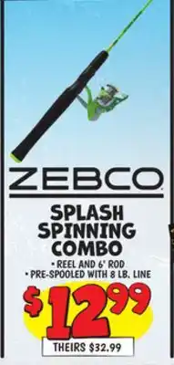 Ollie's ZEBCO SPLASH SPINNING COMBO offer