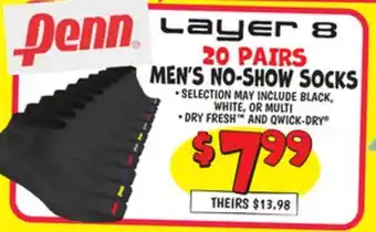 Ollie's PENN 20 PAIRS MEN'S NO-SHOW SOCKS offer
