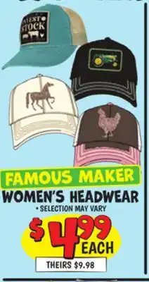 Ollie's FAMOUS MAKER WOMEN'S HEADWEAR offer