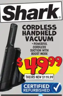 Ollie's SHARK CERTIFIED REFURBISHED CORDLESS HANDHELD VACUUM offer