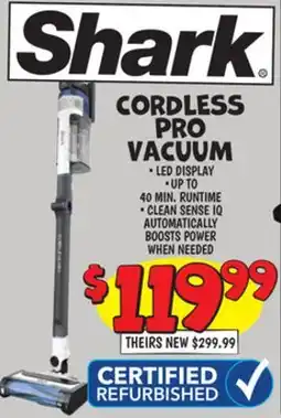Ollie's SHARK CORDLESS PRO VACUUM offer