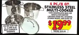 Ollie's 4 PC./8 QT. STAINLESS STEEL MULTI-COOKER offer