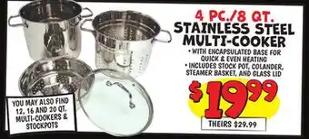 Ollie's 4 PC./8 QT. STAINLESS STEEL MULTI-COOKER offer