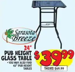 Ollie's 24 PUB HEIGHT GLASS TABLE offer