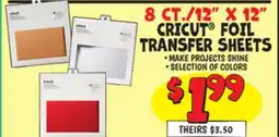 Ollie's 8 CT./12 X 12 CRICUT FOIL TRANSFER SHEETS offer
