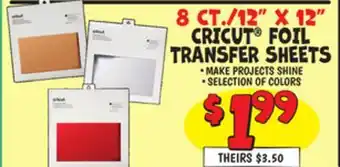 Ollie's 8 CT./12 X 12 CRICUT FOIL TRANSFER SHEETS offer