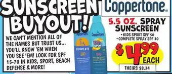 Ollie's COPPERTONE 5.5 OZ. SPRAY SUNSCREEN offer