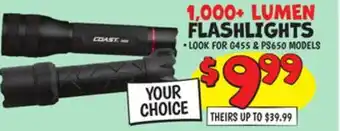 Ollie's COAST 1,000 + LUMEN FLASHLIGHTS offer