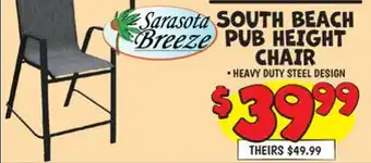 Ollie's Sarasota Breeze SOUTH BEACH PUB HEIGHT CHAIR offer