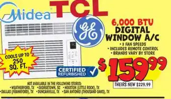Ollie's GE 6,000 BTU DIGITAL WINDOW A/C offer