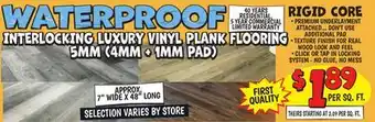 Ollie's LUXURY Vinyl PLANK Flooring offer