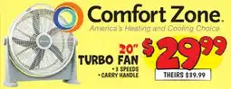 Ollie's COMFORT ZONE 20 TURBO FAN offer