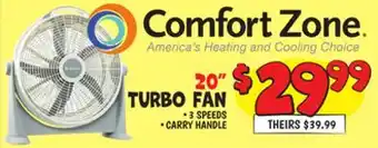 Ollie's COMFORT ZONE 20 TURBO FAN offer