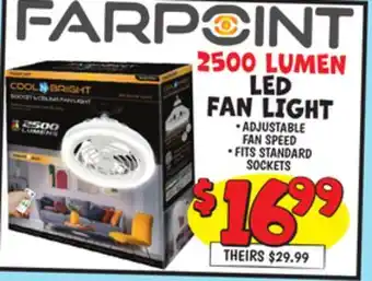 Ollie's FARPOINT 2500 LUMEN LED FAN LIGHT offer