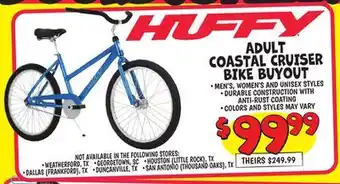 Ollie's HUFFY ADULT COASTAL CRUISER BIKE BUYOUT offer