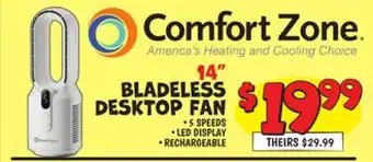 Ollie's COMFORT ZONE 14 BLADELESS DESKTOP FAN offer
