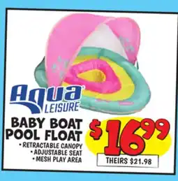 Ollie's AQUA LEISURE BABY BOAT POOL FLOAT offer