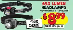 Ollie's COAST 650 LUMEN HEADLAMPS offer