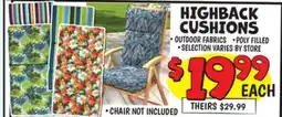 Ollie's HIGHBACK CUSHIONS offer