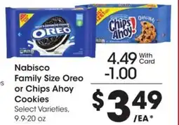 Kroger Nabisco family size oreo or chips ahoy cookies offer