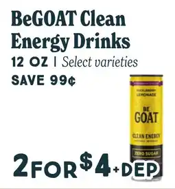 Market of Choice BeGoat clean energy drinks offer