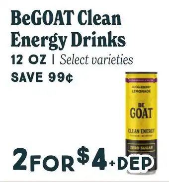 Market of Choice BeGoat clean energy drinks offer