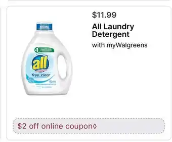 Walgreens All Laundry Detergent offer