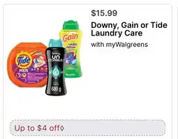 Walgreens Downy, Gain or Tide Laundry Care offer