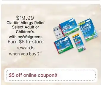 Walgreens Claritin Allergy Relief Select Adult or Children's offer