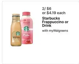 Walgreens Starbucks Frappuccino or Drink offer
