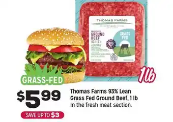 Grocery Outlet Thomas Farms 93% Lean Grass Fed Ground Beef, 1 lb offer