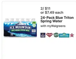 Walgreens 24-Pack Blue Triton Spring Water offer