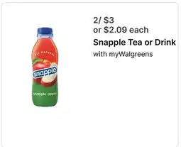 Walgreens Snapple Tea or Drink offer