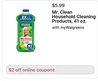 Walgreens Mr. Clean Household Cleaning Products, 41 oz offer
