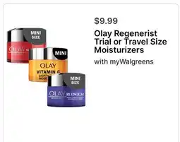 Walgreens Olay Regenerist Trial or Travel Size Moisturizers offer