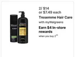 Walgreens Tresemme Hair Care offer
