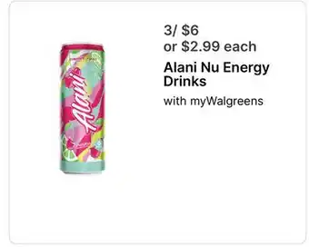 Walgreens Alani Nu Energy Drinks with offer