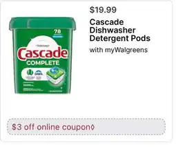 Walgreens Cascade Dishwasher Detergent Pods offer