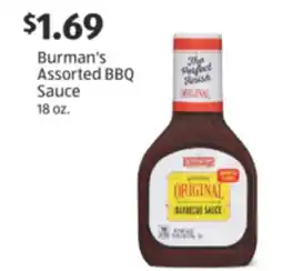 Aldi Burman's Assorted BBQ Sauce offer