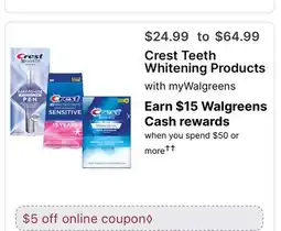 Walgreens Crest Teeth Whitening Products offer