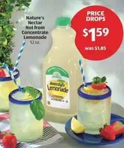Aldi Nature's Nectar Not from Concentrate Lemonade offer