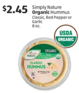 Aldi Simply Nature Organic Hummus offer